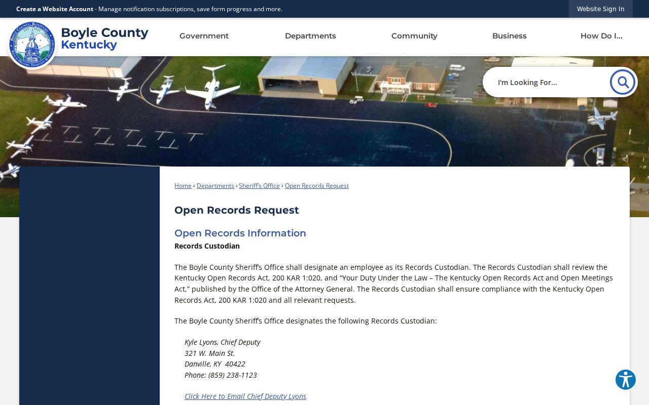 Boyle County criminal records sheriff request policy