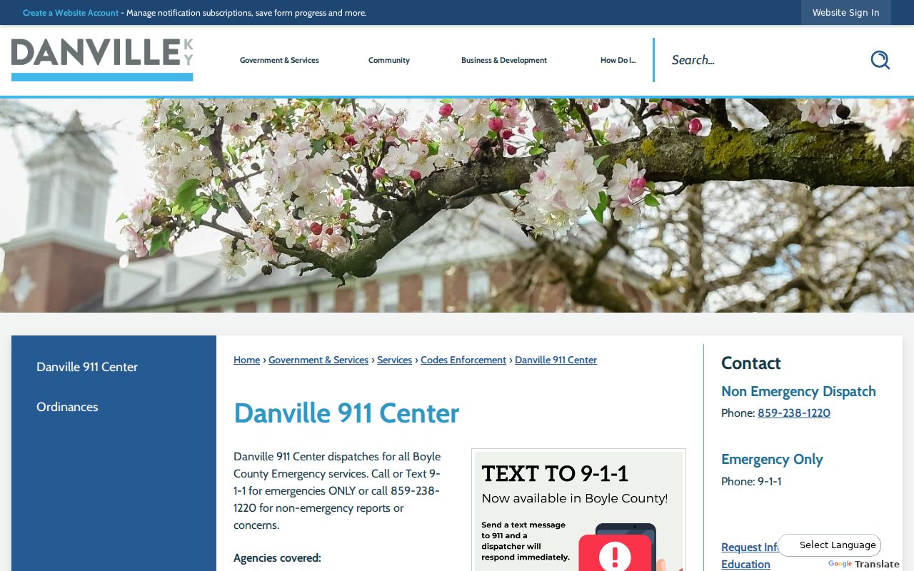 Danville criminal history records and the countywide Danville 911 Center