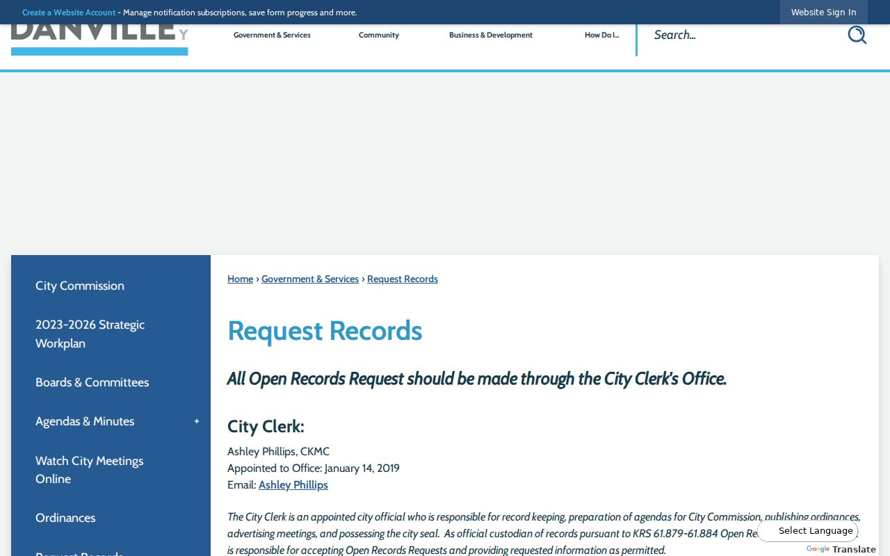 Danville criminal record check online open-records request form