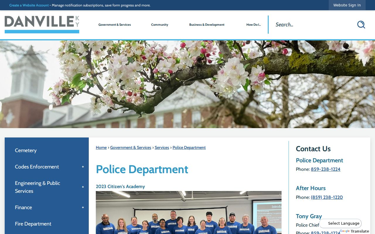 Danville record check source at the Danville Police Department