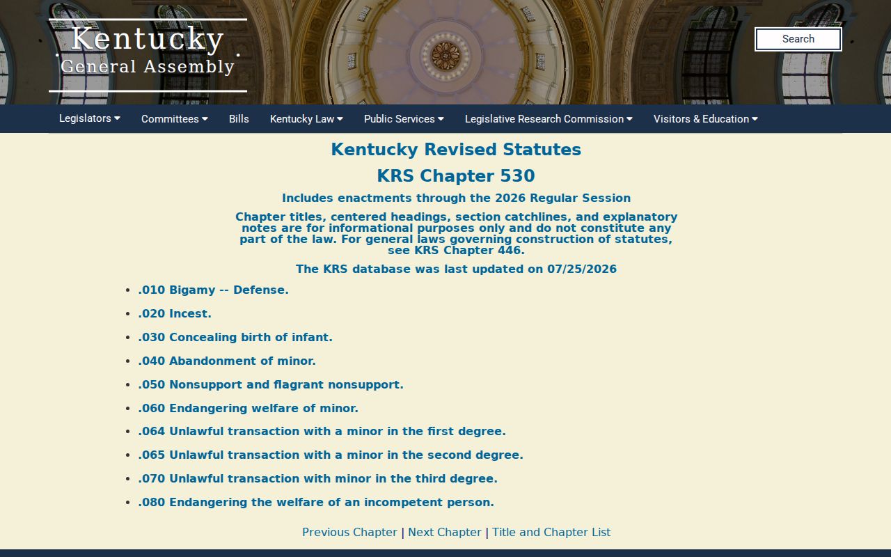 Boyle County sex offender lookup context from Kentucky Chapter 530 offenses